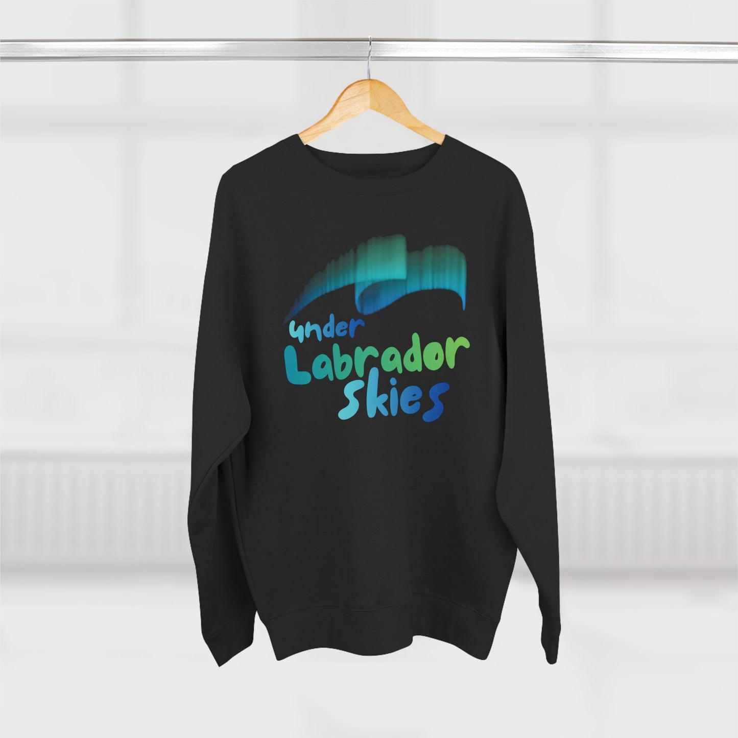 Under Labrador Skies Crewneck Sweatshirt — Northern Lights Graphic Pullover