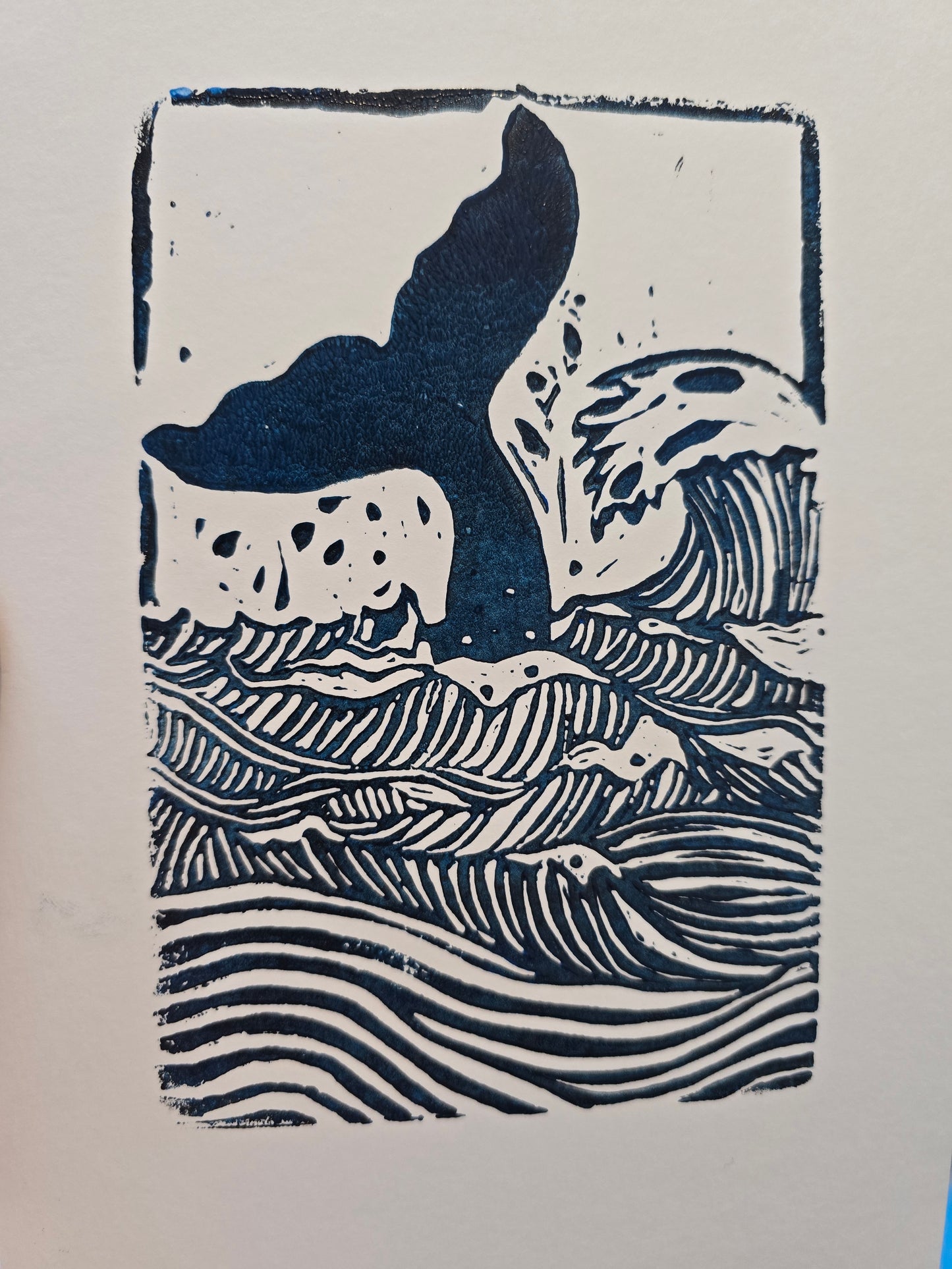 The whale - Linocut print limited edition