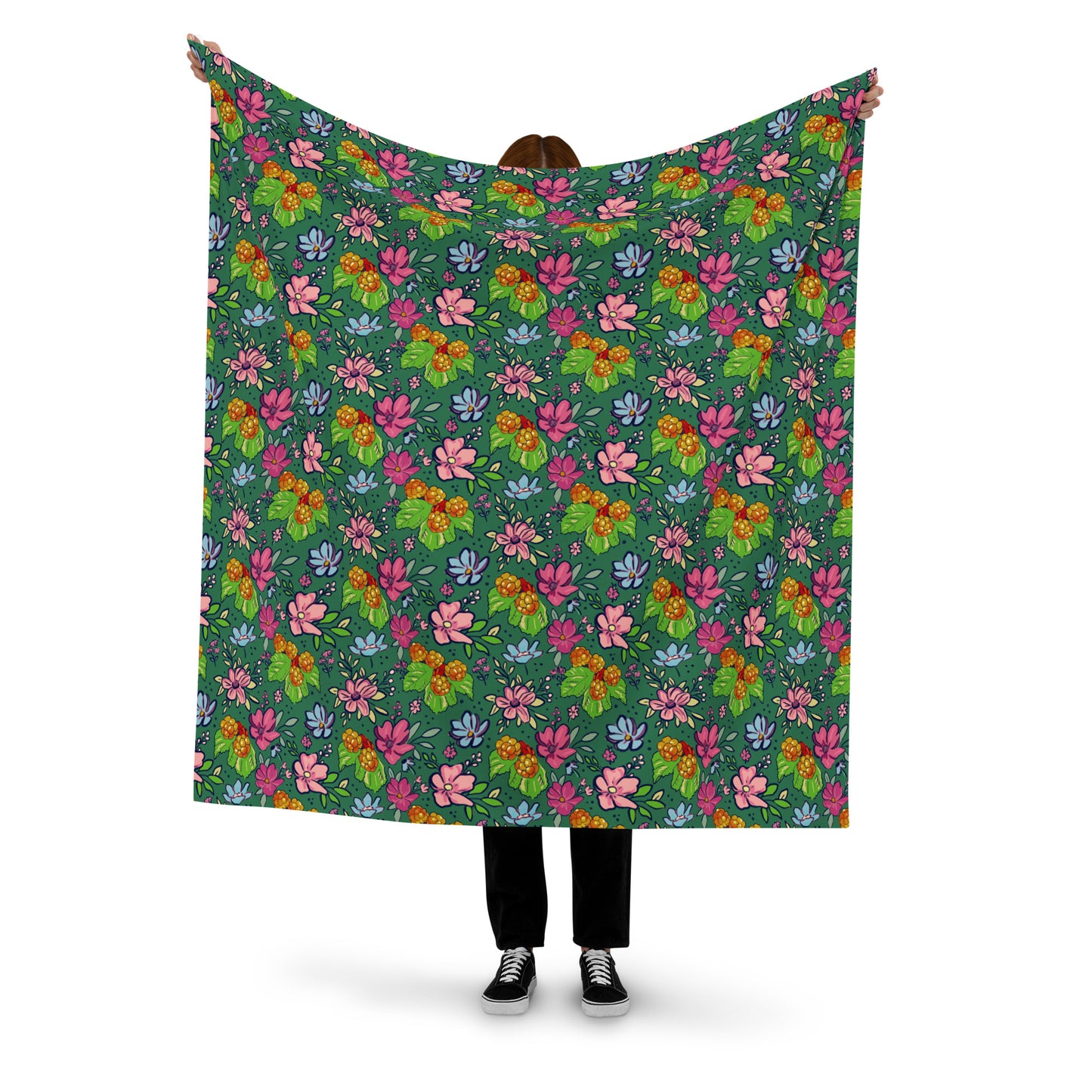 Bakeapple bloom, green - Recycled polyester fabric